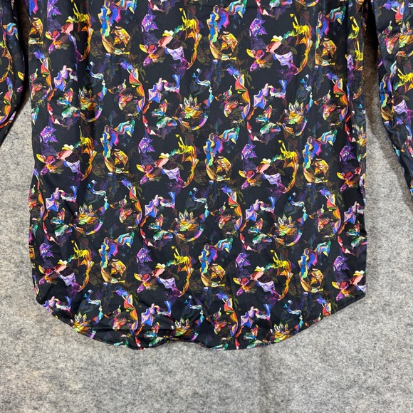 Eight X Premium Abstract Print Button Down Shirt Black Multicolor Size M Cotton - Picture 14 of 15
